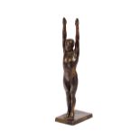 A bronzed figure of a male diver, 26.5cm high