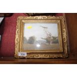 A gilt framed oil on board, landscape study