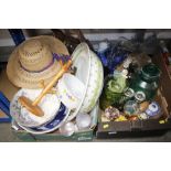 Two boxes of various decorative glass and china to