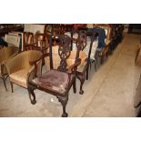 Two Edwardian Chippendale style chairs, one standa