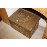 A brass embossed log / coal box