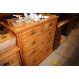 A late Victorian satinwood chest fitted two short