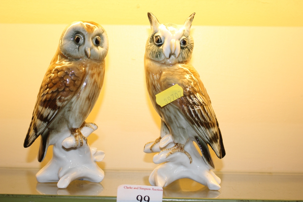 Two Karl Ens owl ornaments