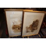 Albert Bowers, sepia prints studies of rural scene