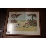 A pencil signed humorous hunting print