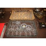 Two trays of drinking glasses, to include Thomas W