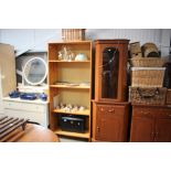 A pine open fronted bookcase