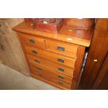 A pine chest fitted two short over four long drawe