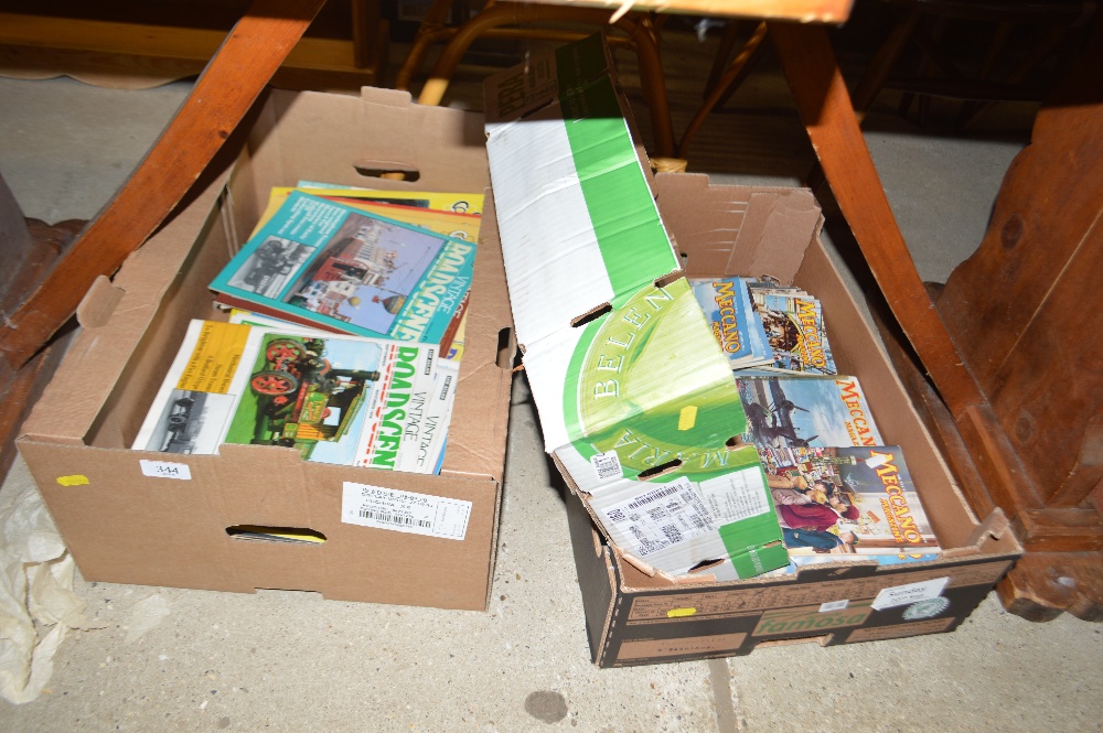 Three boxes containing editions of Meccano magazin