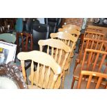 Five beech slat backed dining chairs