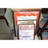 Four framed advertising prints