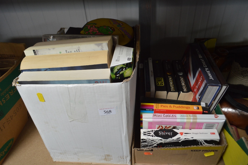 Two boxes of various books etc