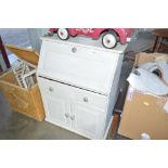 A white painted bureau fitted single drawer