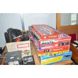 Four Scalextric sets and a box of various Scalextr