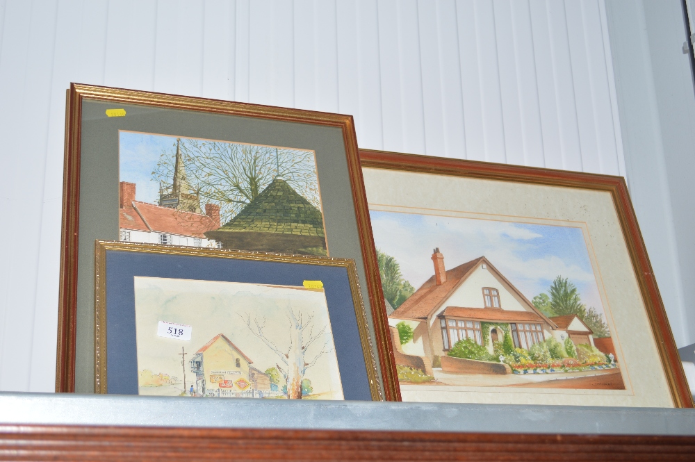 Three framed watercolour studies