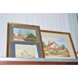 Three framed watercolour studies
