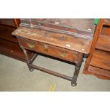 A 19th Century oak side table fitted single drawer