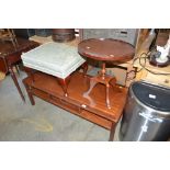 A reproduction mahogany coffee table; together wit