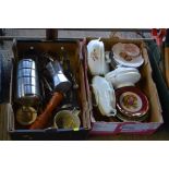 Two boxes of various glass and kitchenalia