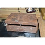 A small steel suitcase