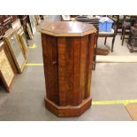 A large Victorian mahogany pedestal pot cupboard, of octagonal form raised on a plinth base, 90cm