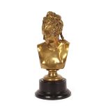 A 19th Century bronze bust, of a lady raised on a black wood plinth, 45cm high