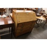 A 19th Century mahogany and satin wood inlaid bureau, the fall front opening to reveal an interior