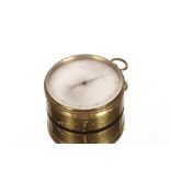 A Victorian brass pocket barometer, by James Pitkin of London, inscribed verso on the case "F.J.
