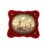 19th Century school, miniature painting of ships i