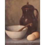 20th Century school, still life study indistinctly signed oil on canvas, 30cm x 22cm