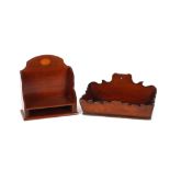 A 19th Century mahogany candle box; and an Aspreys book stand with inlaid decoration (2)