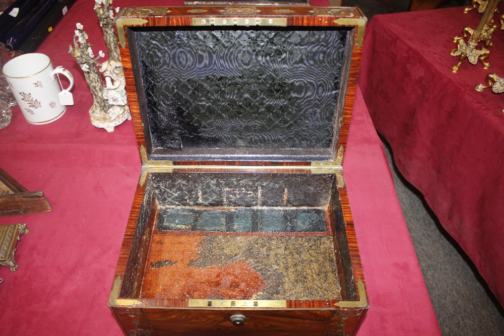 A 19th Century rosewood brass and mother of pearl inlaid trinket box, by I Turrill Dressing and - Image 15 of 18