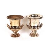 A pair of 19th Century electroplated wine coolers, of Campana shape, 23cm dia. x 26cm high (one with