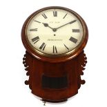 A Victorian mahogany drop dial wall clock, by F.E. Last of Abergavenny, having single fusee movement