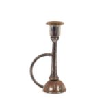 An unusual metalware chamber candlestick, 25.5cm high