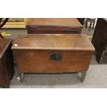 An 18th Century oak coffer, of small proportions having candle box interior, square iron lock