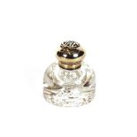 A good quality late Victorian glass and silver mounted inkwell, having hobnail cut base, the
