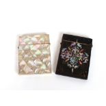 A mother of pearl card case; and a papier maché and mother of pearl inlaid similar