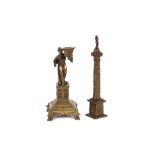 A 19th Century Grand Tour bronze Napoleonic column, 24cm high; and a Regency bronze China man