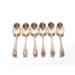 A set of six George III bright cut silver teaspoons, London 1788