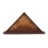 A 19th Century wooden ship diorama, of triangular form, 54cm wide x 28cm high