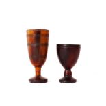 An 18th Century horn beaker, 5.5cm dia.; and another 3.5cm dia.