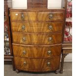 A 19th Century mahogany bow front tallboy, fitted two short and two long drawers to the upper