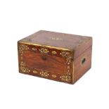 A 19th Century rosewood brass and mother of pearl inlaid trinket box, by I Turrill Dressing and