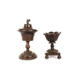 Two Oriental bronze incense burners, 12cm high and 9cm high