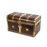 An unusual 19th Century leather and brass domed officers travelling trunk, by Thomas Handford,