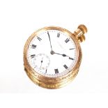 A 9ct gold pocket watch, with white enamel Roman numeral dial, and seconds subsidiary