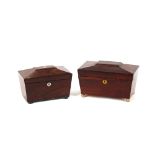 Two 19th Century rosewood sarcophagus shaped tea caddies