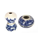 An Arita ware blue floral painted brush pot, decorated foliage and crickets; and a small Chinese