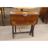 An Edwardian rosewood and satinwood inlaid Sutherland tea table, 62cm